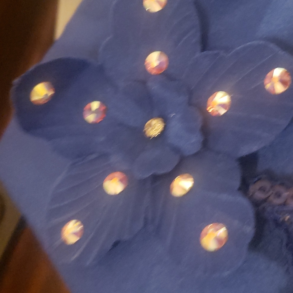 Royal blue flower girl jeweled bling pageant dress - Picture 12 of 12